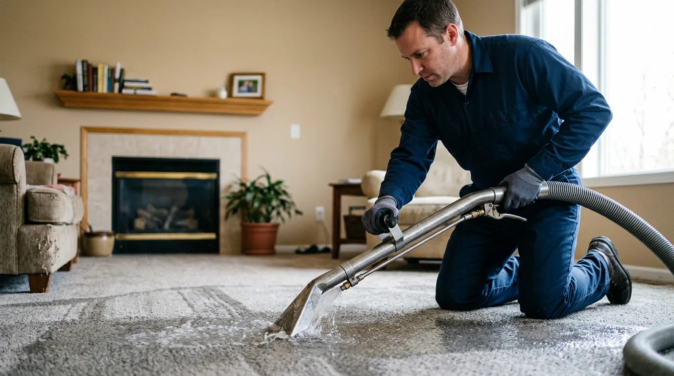 Water damage restoration technician working near Hartville, OH